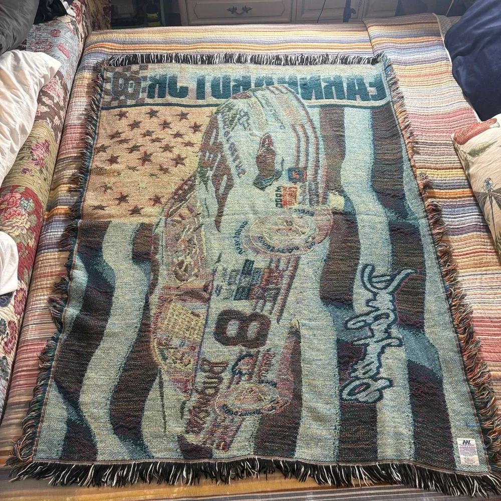 Nascar Dale Earnhardt Jr #8 Budweiser US Flag Throw Blanket Tapesty Wall Hanger